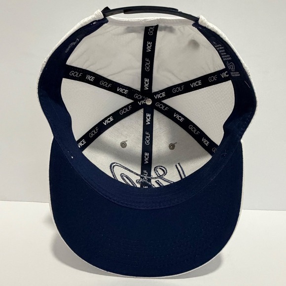 Vice Golf Flat Brim Trucker Hat White Mesh Brown Logo Squad - Picture 6 of 8